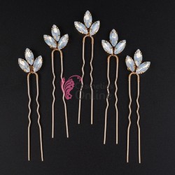 Ac metalic pentru par ACM030AA Auriu cu cristale din sticla Alb Opal